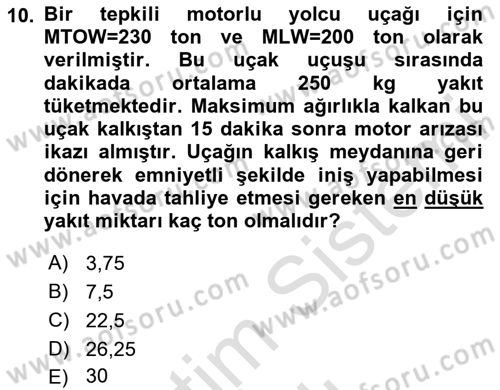 Harekat Performans Dersi 2024 - 2025 Yılı (Vize) Ara Sınav Soruları 10. Soru