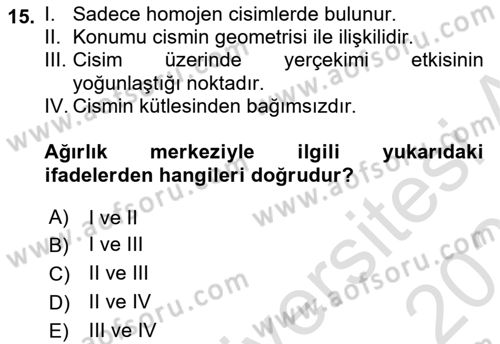 Harekat Performans Dersi 2024 - 2025 Yılı (Vize) Ara Sınav Soruları 15. Soru