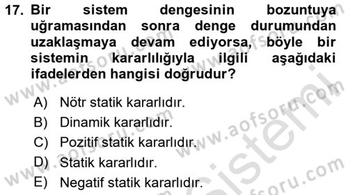 Harekat Performans Dersi 2024 - 2025 Yılı (Vize) Ara Sınav Soruları 17. Soru