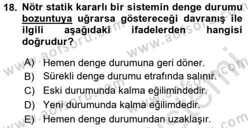 Harekat Performans Dersi 2025 - 2026 Yılı (Vize) Ara Sınav Soruları 18. Soru