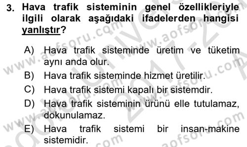 Hava Trafik Kontrol Hizmetleri Dersi Ara Sınavı Deneme Sınav Soruları 3. Soru