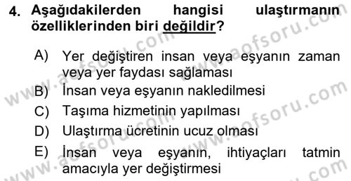 Hava Trafik Kontrol Hizmetleri Dersi Ara Sınavı Deneme Sınav Soruları 4. Soru