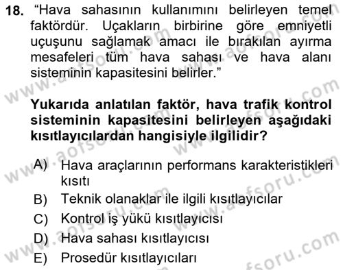 Hava Trafik Kontrol Hizmetleri Dersi 2018 - 2019 Yılı Yaz Okulu Sınav Soruları 18. Soru