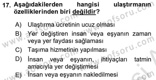 Hava Trafik Kontrol Hizmetleri Dersi Ara Sınavı Deneme Sınav Soruları 17. Soru