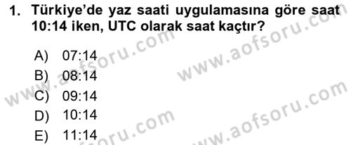 Hava Trafik Kontrol Hizmetleri Dersi 2020 - 2021 Yılı Yaz Okulu Sınav Soruları 1. Soru