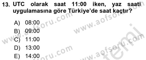 Hava Trafik Kontrol Hizmetleri Dersi 2022 - 2023 Yılı (Vize) Ara Sınavı 13. Soru