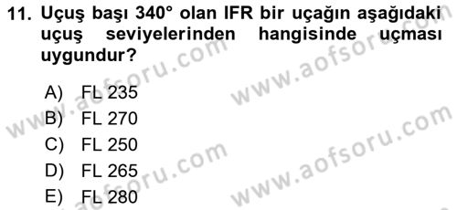 Hava Trafik Kontrol Hizmetleri Dersi 2022 - 2023 Yılı (Final) Dönem Sonu Sınavı 11. Soru