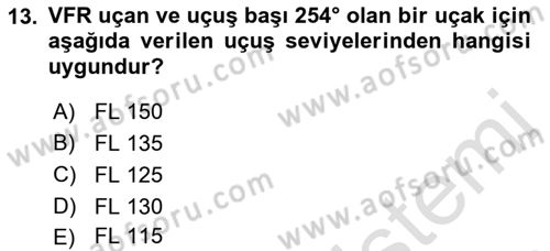 Hava Trafik Kontrol Hizmetleri Dersi 2022 - 2023 Yılı Yaz Okulu Sınavı 13. Soru