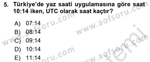 Hava Trafik Kontrol Hizmetleri Dersi 2022 - 2023 Yılı Yaz Okulu Sınavı 5. Soru