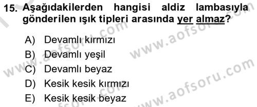Hava Trafik Kontrol Hizmetleri Dersi 2023 - 2024 Yılı (Final) Dönem Sonu Sınav Soruları 15. Soru