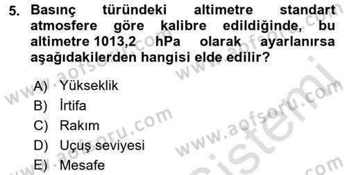 Hava Trafik Kontrol Hizmetleri Dersi 2023 - 2024 Yılı (Final) Dönem Sonu Sınav Soruları 5. Soru