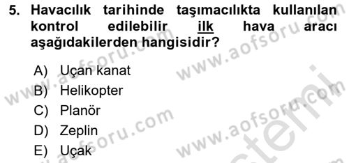 Hava Trafik Kontrol Hizmetleri Dersi Ara Sınavı Deneme Sınav Soruları 5. Soru