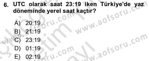 Hava Trafik Kontrol Hizmetleri Dersi 2024 - 2025 Yılı Yaz Okulu Sınav Soruları 6. Soru