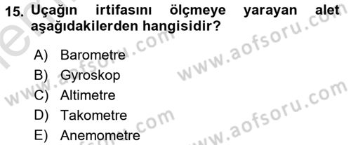 Hava Trafik Kontrol Hizmetleri Dersi 2025 - 2026 Yılı (Vize) Ara Sınav Soruları 15. Soru
