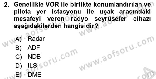 Hava Trafik Kontrol Hizmetleri Dersi 2025 - 2026 Yılı (Vize) Ara Sınav Soruları 2. Soru