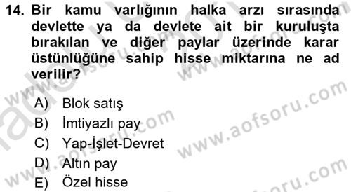 Havaalanı Yönetimi Dersi Ara Sınavı Deneme Sınav Soruları 14. Soru