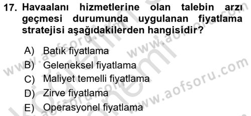 Havaalanı Yönetimi Dersi Ara Sınavı Deneme Sınav Soruları 17. Soru