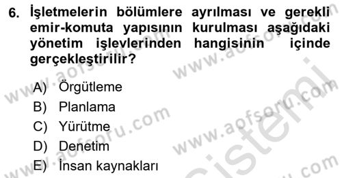 Havaalanı Yönetimi Dersi Ara Sınavı Deneme Sınav Soruları 6. Soru