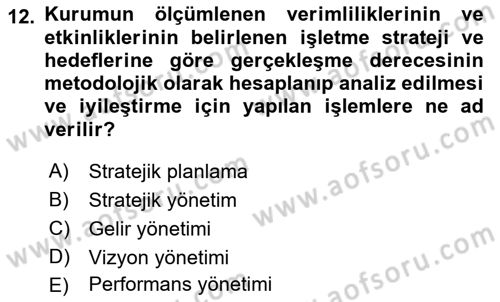 Havaalanı Yönetimi Dersi 2019 - 2020 Yılı (Final) Dönem Sonu Sınavı 12. Soru