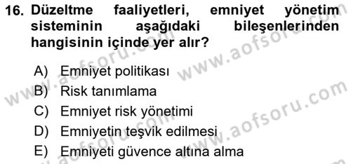 Havaalanı Yönetimi Dersi 2021 - 2022 Yılı (Final) Dönem Sonu Sınav Soruları 16. Soru