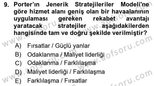 Havaalanı Yönetimi Dersi 2021 - 2022 Yılı (Final) Dönem Sonu Sınav Soruları 9. Soru