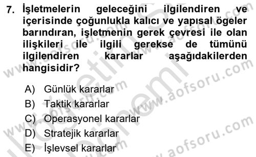 Havaalanı Yönetimi Dersi 2022 - 2023 Yılı (Vize) Ara Sınav Soruları 7. Soru