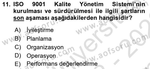 Havaalanı Yönetimi Dersi 2022 - 2023 Yılı (Final) Dönem Sonu Sınav Soruları 11. Soru
