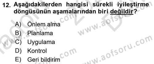 Havaalanı Yönetimi Dersi 2022 - 2023 Yılı (Final) Dönem Sonu Sınav Soruları 12. Soru