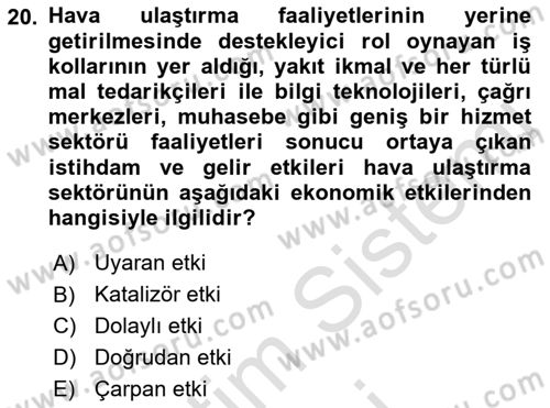 Havaalanı Yönetimi Dersi 2022 - 2023 Yılı (Final) Dönem Sonu Sınav Soruları 20. Soru
