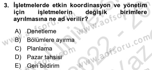 Havaalanı Yönetimi Dersi 2022 - 2023 Yılı Yaz Okulu Sınav Soruları 3. Soru
