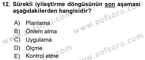 Havaalanı Yönetimi Dersi 2023 - 2024 Yılı (Final) Dönem Sonu Sınav Soruları 12. Soru