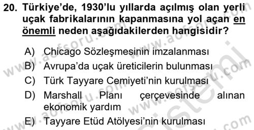 Havaalanı Yönetimi Dersi 2023 - 2024 Yılı (Final) Dönem Sonu Sınav Soruları 20. Soru