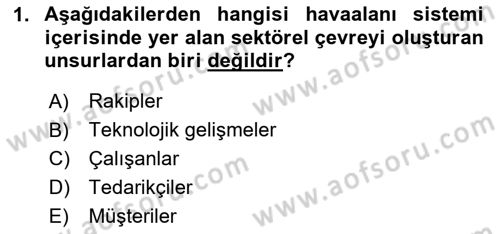 Havaalanı Yönetimi Dersi Ara Sınavı Deneme Sınav Soruları 1. Soru