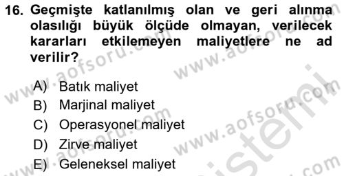 Havaalanı Yönetimi Dersi Ara Sınavı Deneme Sınav Soruları 16. Soru