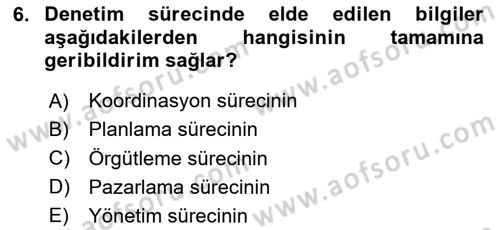 Havaalanı Yönetimi Dersi Ara Sınavı Deneme Sınav Soruları 6. Soru
