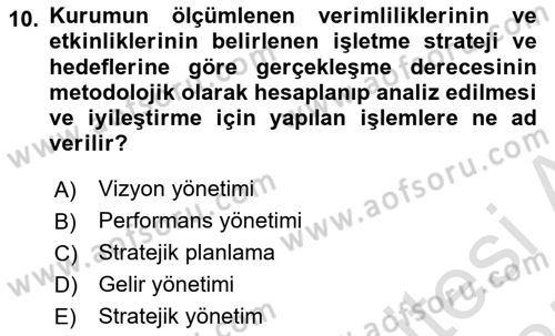 Havaalanı Yönetimi Dersi 2024 - 2025 Yılı (Final) Dönem Sonu Sınav Soruları 10. Soru
