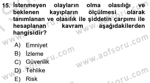 Havaalanı Yönetimi Dersi 2024 - 2025 Yılı (Final) Dönem Sonu Sınav Soruları 15. Soru