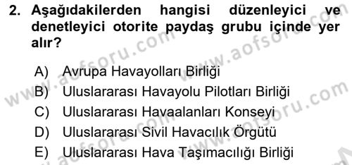 Havaalanı Yönetimi Dersi 2024 - 2025 Yılı (Final) Dönem Sonu Sınav Soruları 2. Soru