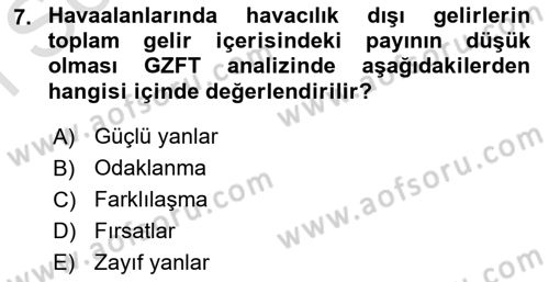 Havaalanı Yönetimi Dersi 2024 - 2025 Yılı (Final) Dönem Sonu Sınav Soruları 7. Soru