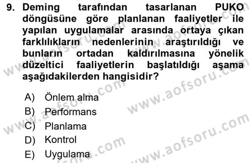Havaalanı Yönetimi Dersi 2024 - 2025 Yılı (Final) Dönem Sonu Sınav Soruları 9. Soru