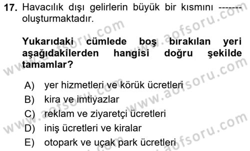 Havaalanı Yönetimi Dersi 2025 - 2026 Yılı (Vize) Ara Sınav Soruları 17. Soru