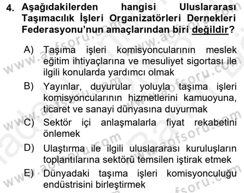 Hava Kargo Ve Tehlikeli Maddeler Dersi 2018 - 2019 Yılı (Vize) Ara Sınav Soruları 4. Soru