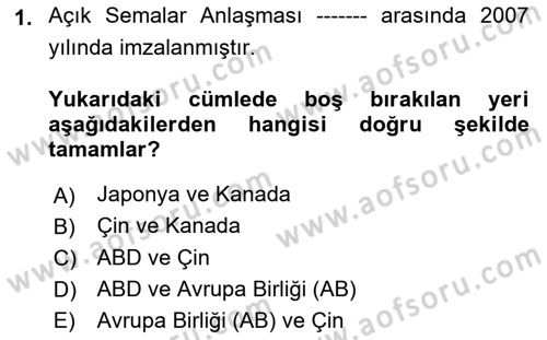 Hava Kargo Ve Tehlikeli Maddeler Dersi 2018 - 2019 Yılı (Final) Dönem Sonu Sınav Soruları 1. Soru