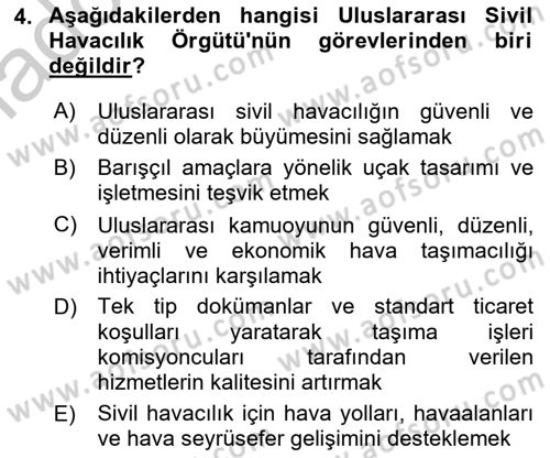 Hava Kargo Ve Tehlikeli Maddeler Dersi 2018 - 2019 Yılı Yaz Okulu Sınav Soruları 4. Soru