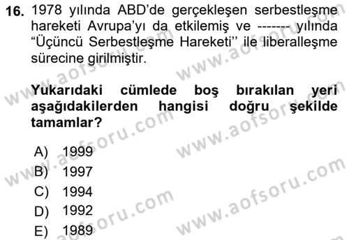 Hava Kargo Ve Tehlikeli Maddeler Dersi 2021 - 2022 Yılı (Vize) Ara Sınav Soruları 16. Soru