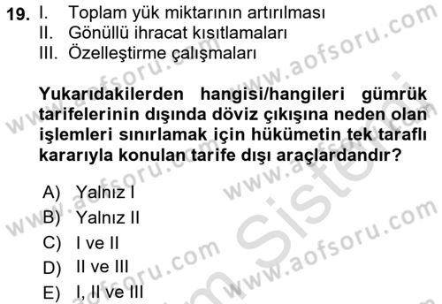 Hava Kargo Ve Tehlikeli Maddeler Dersi 2021 - 2022 Yılı (Vize) Ara Sınav Soruları 19. Soru