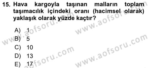 Hava Kargo Ve Tehlikeli Maddeler Dersi 2022 - 2023 Yılı Yaz Okulu Sınav Soruları 15. Soru
