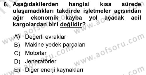 Hava Kargo Ve Tehlikeli Maddeler Dersi 2023 - 2024 Yılı (Vize) Ara Sınav Soruları 6. Soru