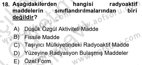 Hava Kargo Ve Tehlikeli Maddeler Dersi 2023 - 2024 Yılı Yaz Okulu Sınav Soruları 18. Soru