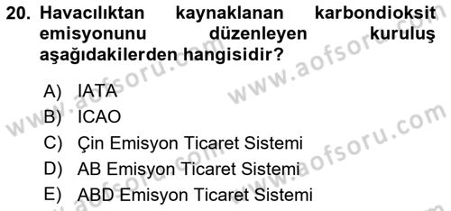 Hava Kargo Ve Tehlikeli Maddeler Dersi 2024 - 2025 Yılı (Vize) Ara Sınav Soruları 20. Soru